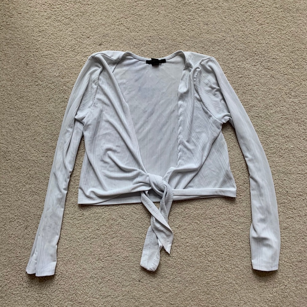 White wrap tie shirt